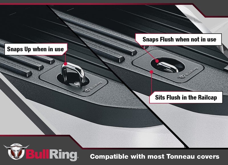 Bull Ring Flush Fit 35Â° Degree Angle Retractable Truck Bed Tie Down Anchors, Compatible with Ford 2015-2025 F150, 2017-2025 F250 F350 & F450 Trucks (1 Pair) - Image 5